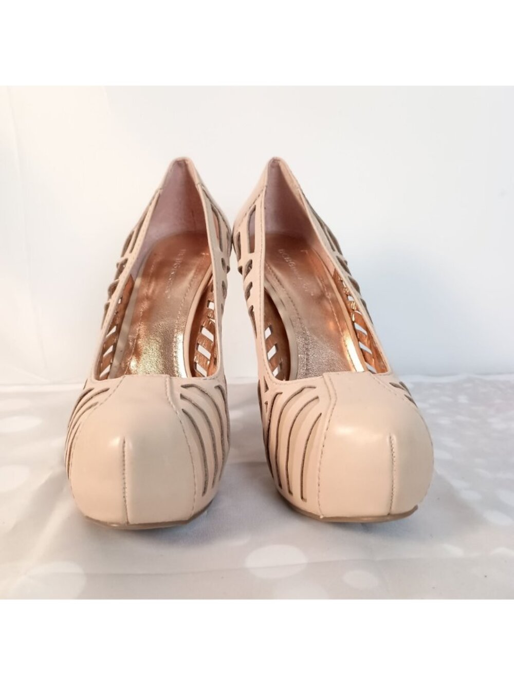 BCBGeneration Elba Nude Laser Cut Platform Stiletto Heels 9.5 New - Picture 9 of 11